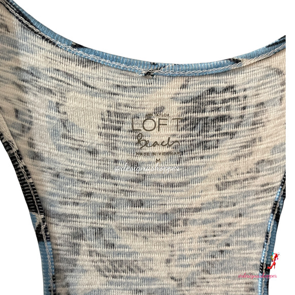 Blue LOFT Ann Taylor tunic Beach Coverup Summer Top 100% Cotton Medium - Picture 7 of 10